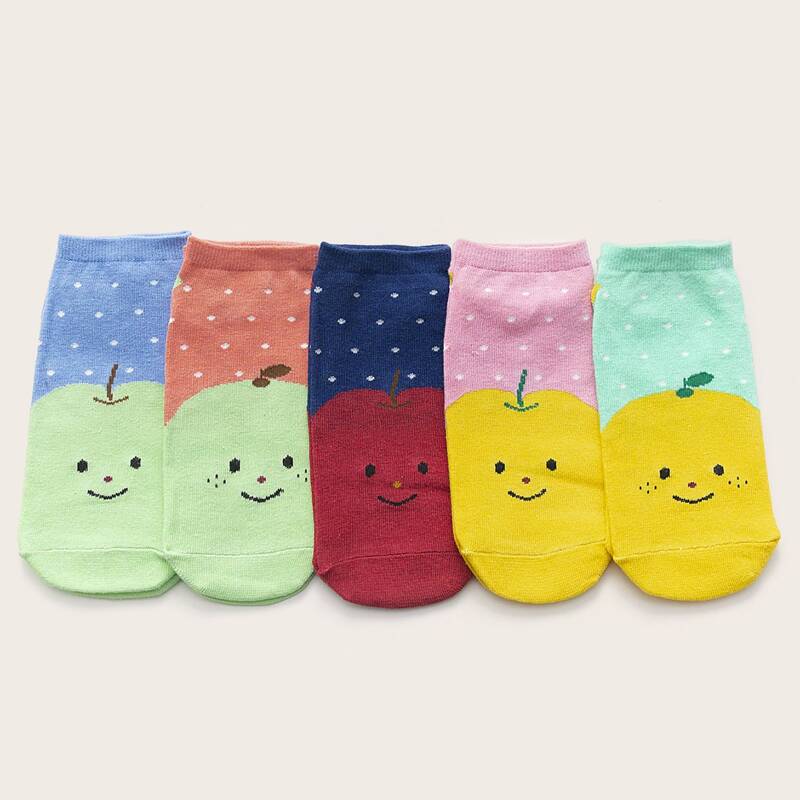 

5pairs Fruit Pattern Ankle Socks, Multicolor