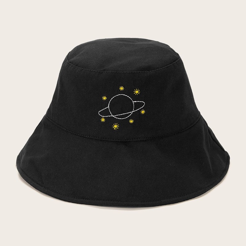 

Planet Embroidery Bucket Hat, Black
