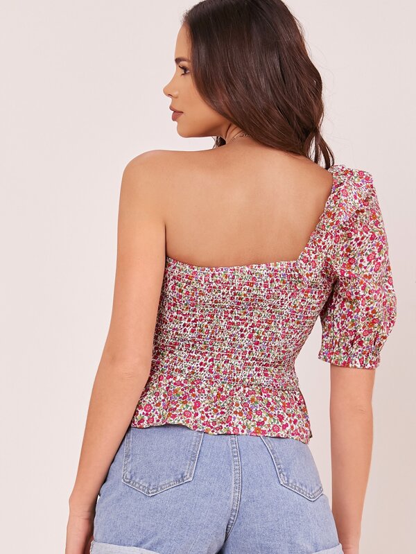 smocked floral top