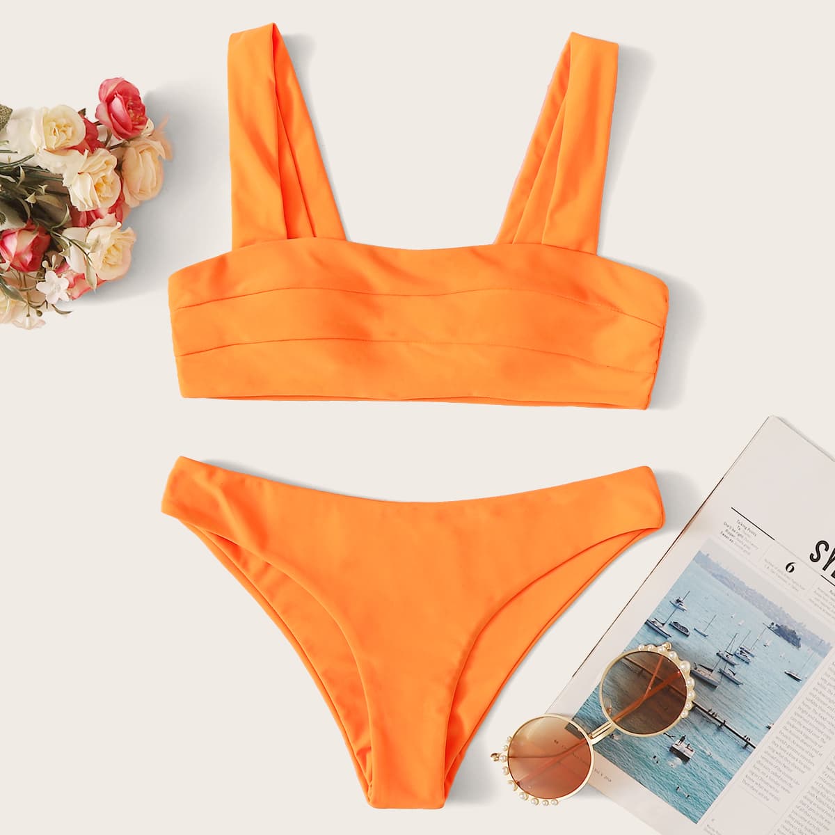 

Seam Detail Bikini Swimsuit, Orange