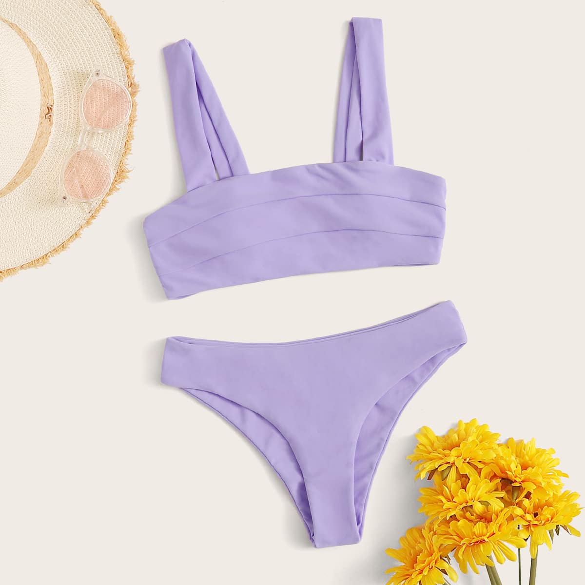 

Square Neck Cheeky Bikini Swimsuit, Purple