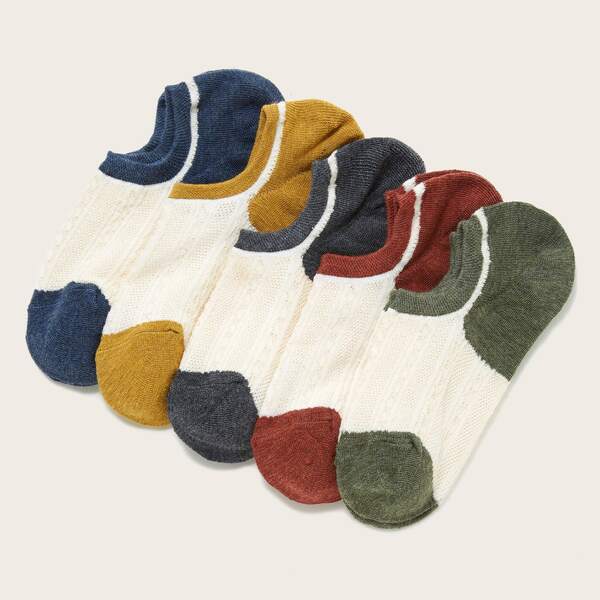 

5pairs Color Block Ankle Socks, Multicolor