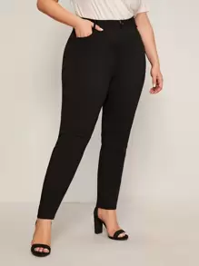 Calvaya Pantalones ajustados sólidos de talle alto para mujer en primavera/verano.plus - Negro - Ver 1