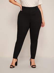 Calvaya Pantalones ajustados sólidos de talle alto para mujer en primavera/verano.plus - Negro - Ver 3