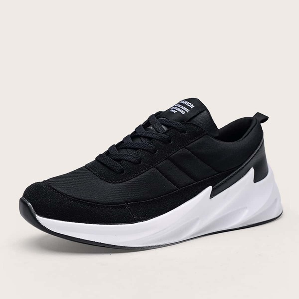 

Men Lace-up Front Chunky Sneakers, Black