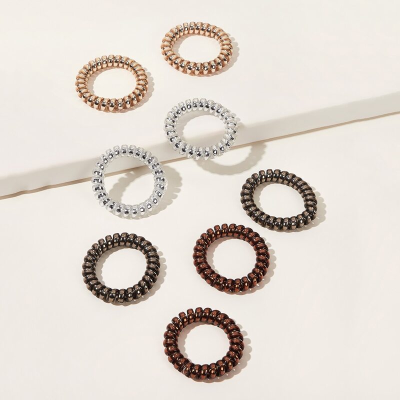 

8pcs Random Color Elastic Hair Tie, Multicolor