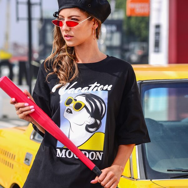 

Letter & Figure Graphic Tee, Black