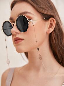 Hollow Out Leaf Glasses Chain - Gold - View 1