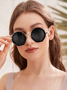 Hollow Out Leaf Glasses Chain - Gold - View 2