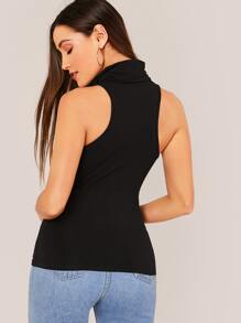 SHEIN Essnce Turtle Neck Solid Tank Top