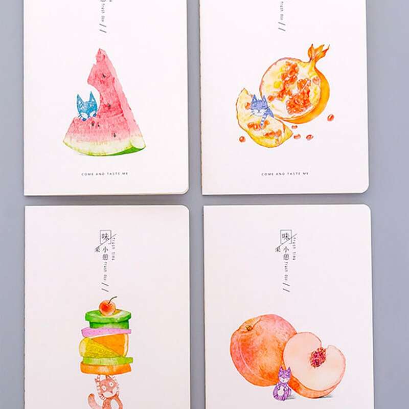 

4pack Fruit Print Notebook
