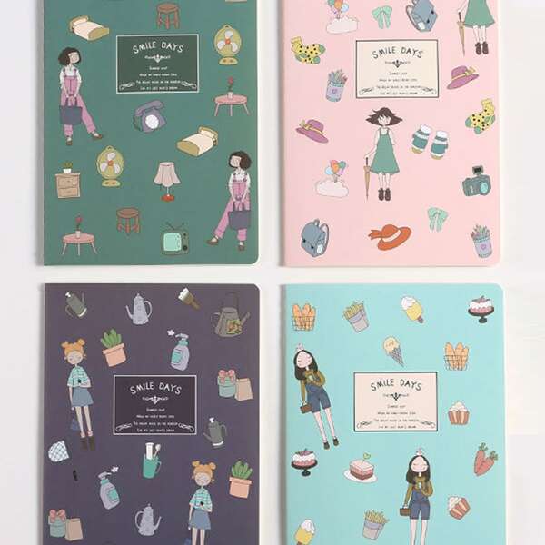

4pack Figure Graphic Notebook, Multicolor