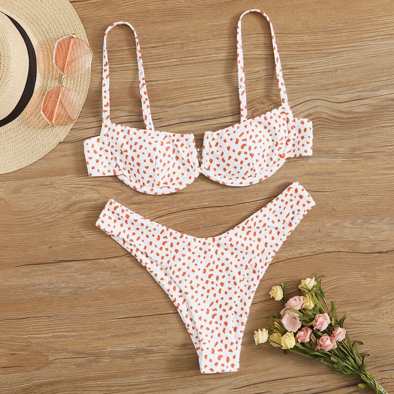 

V Wired Dalmatian Underwire Bikini Swimsuit, Multicolor