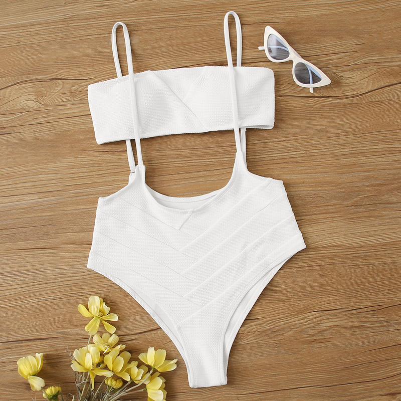 

Bandeau Suspender Bikini Swimsuit, White