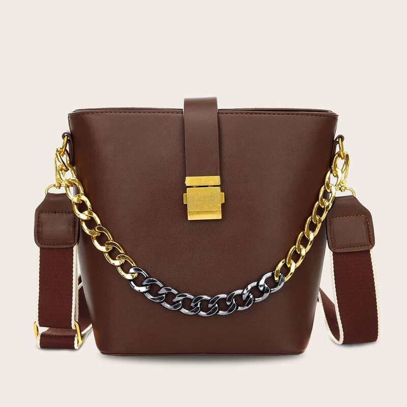 

Chain Decor Tote Bag, Brown