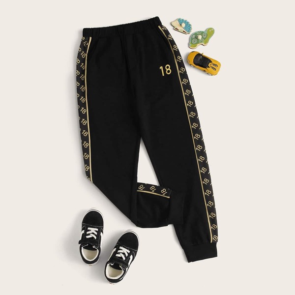 

Boys Number Print Sweatpants, Black