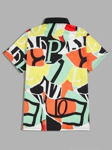 Manfinity VCAY Men Colour Block & Letter Graphic Polo Shirt - Multicolor - View 2