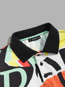 Manfinity VCAY Men Colour Block & Letter Graphic Polo Shirt - Multicolor - View 4