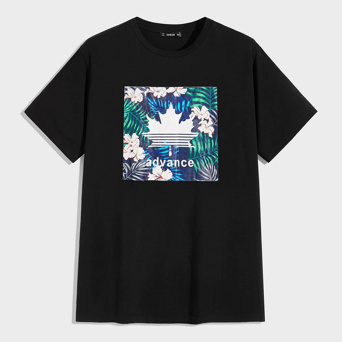 

Guys Tropical and Letter Graphic Top, Black