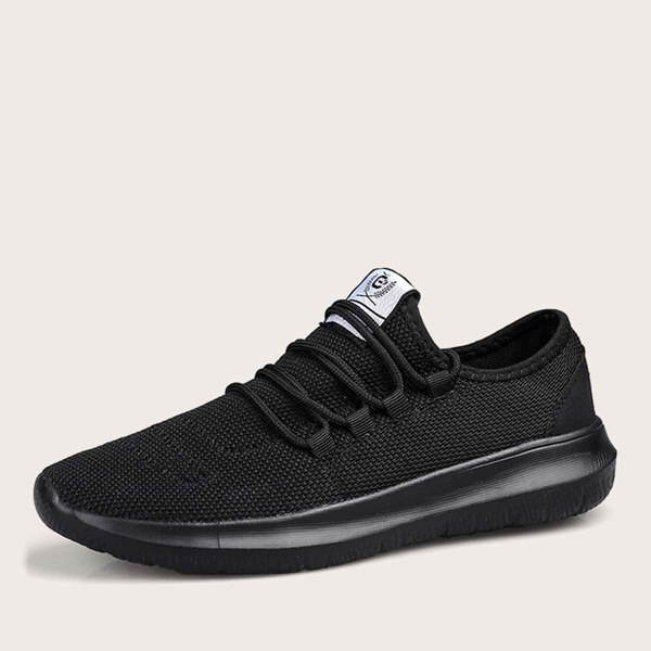 

Men Minimalist Lace-up Front Sneakers, Black