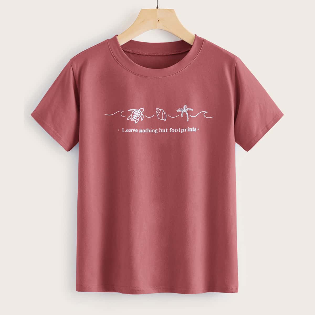 

Cartoon & Slogan Graphic Tee, Red