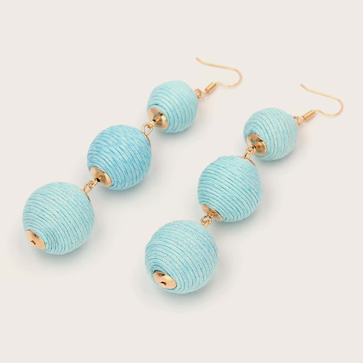 

1pair Round Ball Decor Drop Earrings, Blue