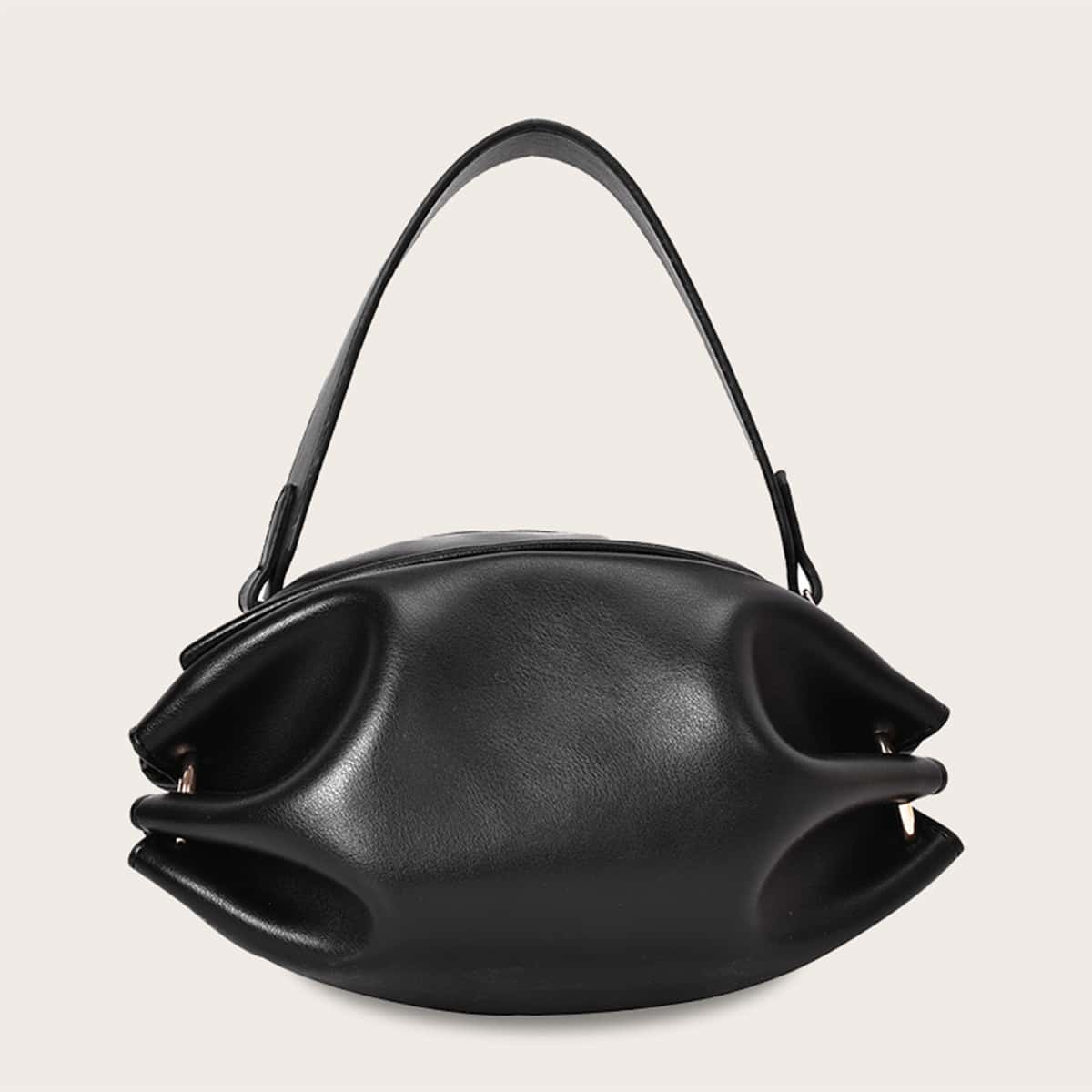 

Solid Minimalist Satchel Bag, Black