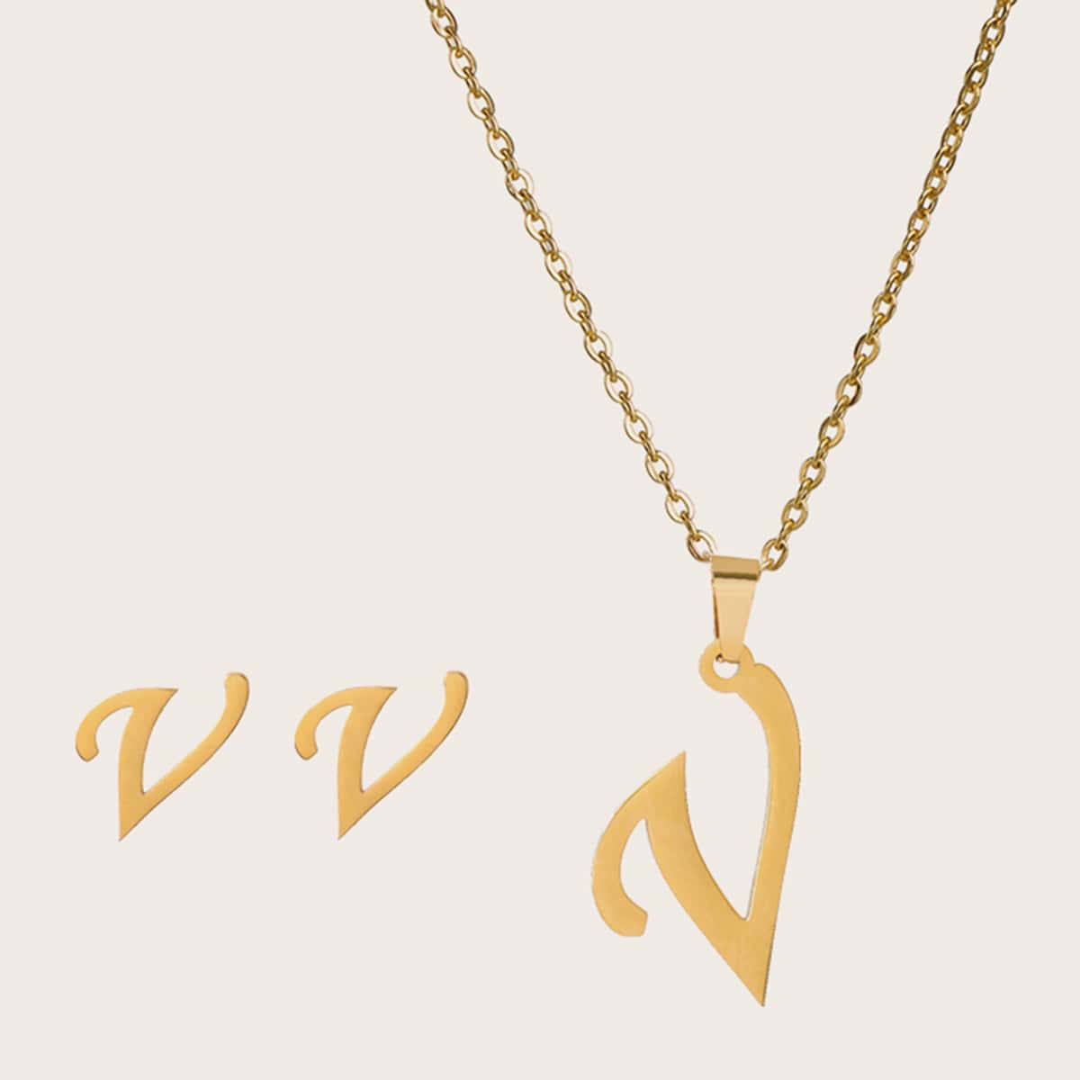 

3pcs Letter Charm Necklace & Earrings