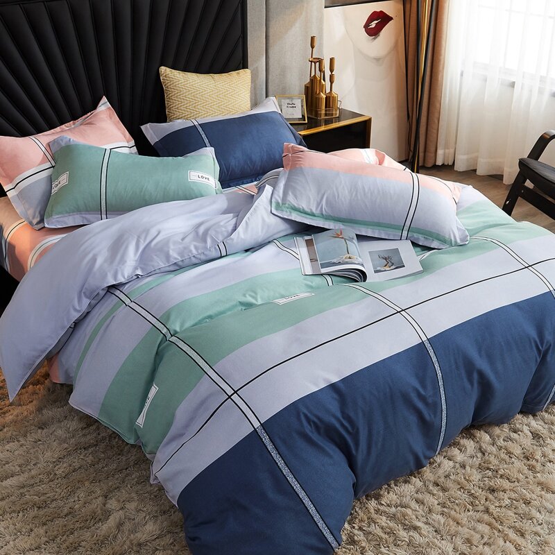 

Color Block Bedding Set Without Filler, Multicolor