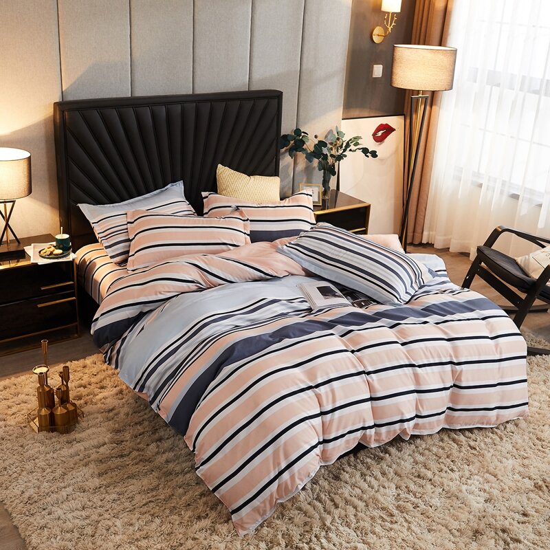 

Striped Pattern Bedding Set Without Filler, Multicolor