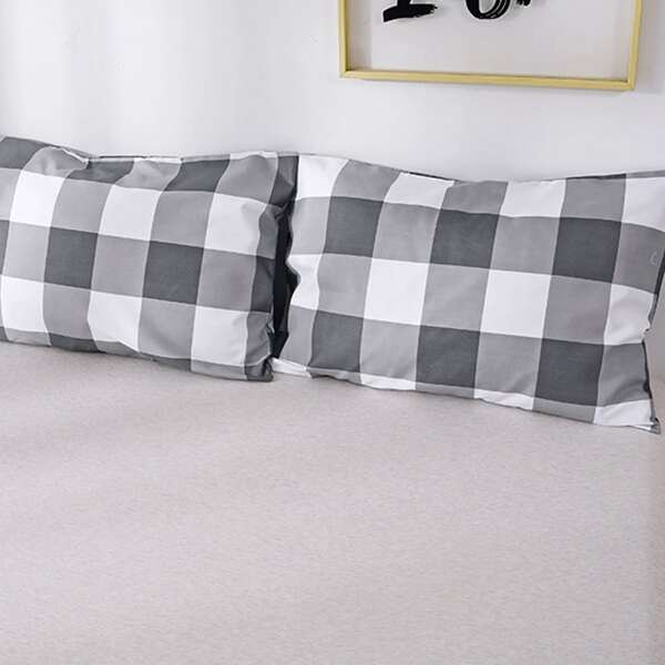 

1pc Gingham Pattern Pillowcase Without Filler, Multicolor