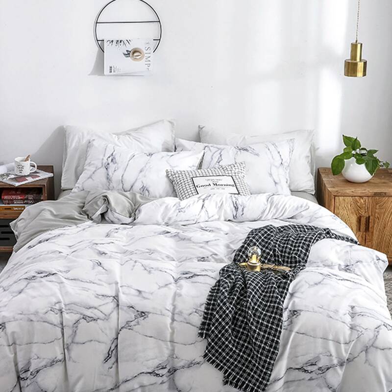 

Marble Pattern Bedding Set Without Filler, White