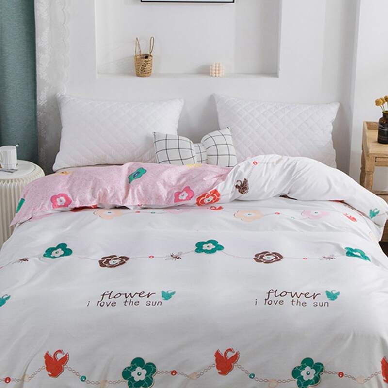 

Flower Print Duvet Cover Without Filler, White