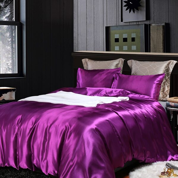 

Solid Satin Bedding Set Without Filler, Purple