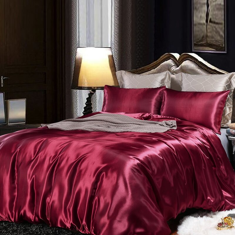 

Solid Satin Bedding Set Without Filler, Burgundy
