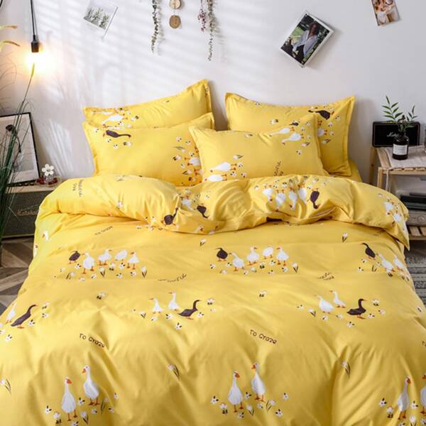 

Goose Print Bedding Set Without Filler, Yellow
