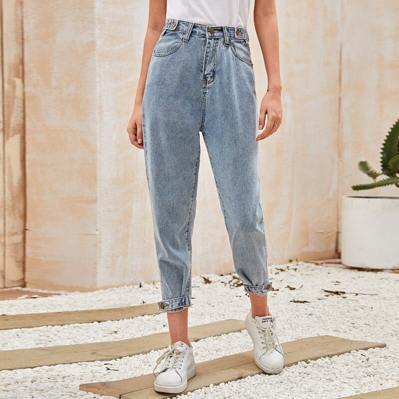 

High Rise Cropped Jeans, Blue