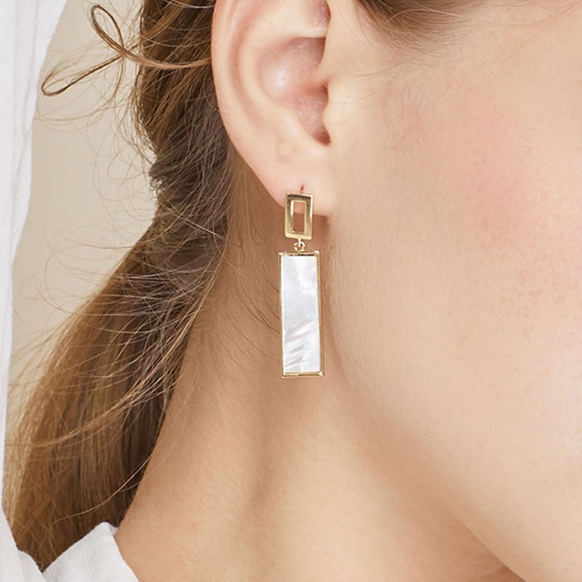 

1pair Rectangle Drop Earrings, Multicolor
