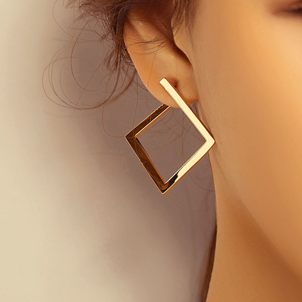 

1pair Minimalist Square Earrings, Gold