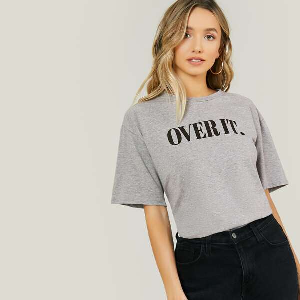 

Over It Graphic Short Sleeve T-Shirt, Grey