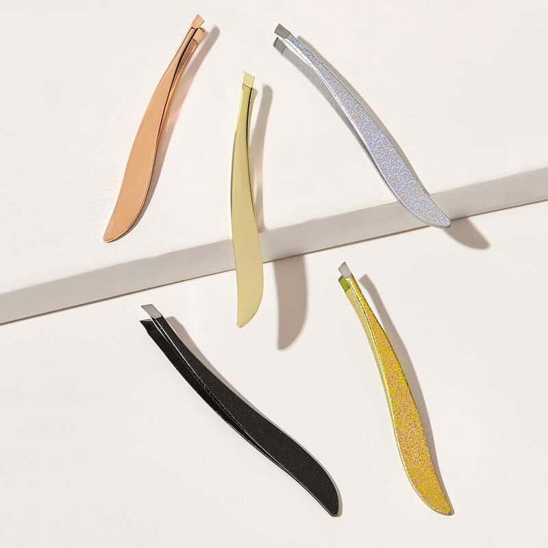 

5pcs Glitter Eyebrow Tweezers, Multicolor