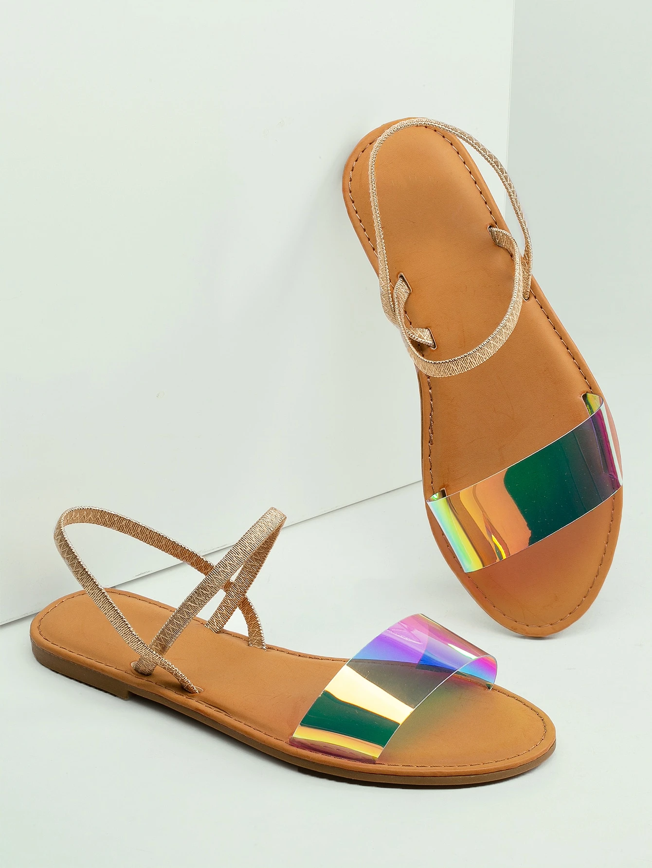 iridescent gladiator sandals