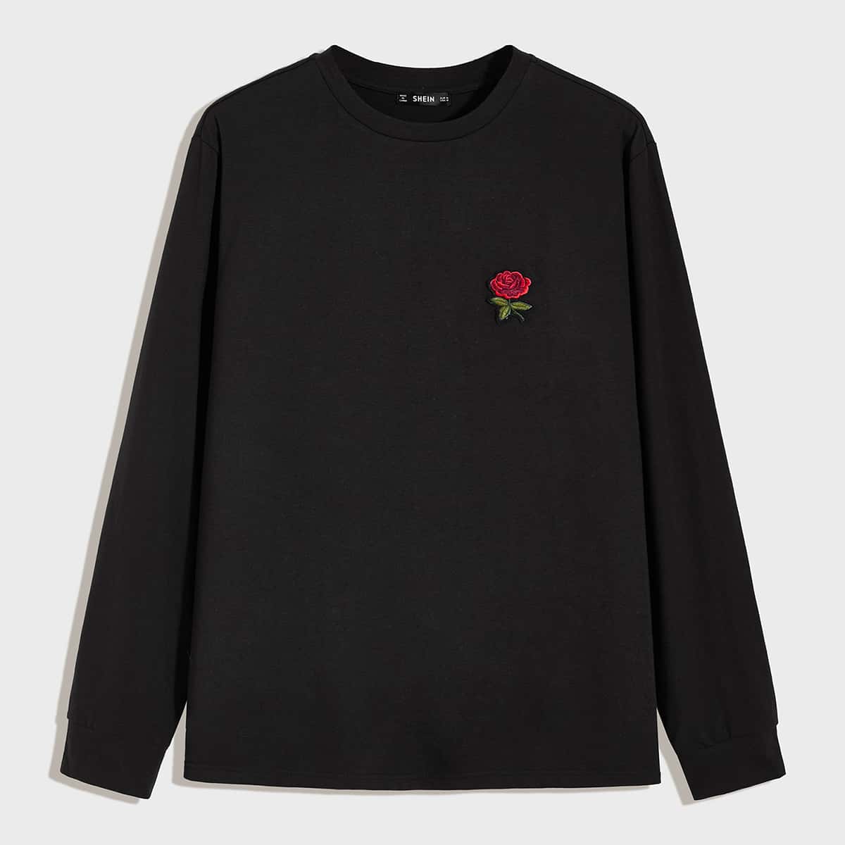 

Guys Floral Patched Top, Black