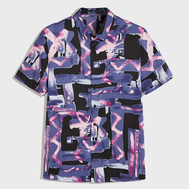 

Guys Collared Allover Print Shirt, Multicolor