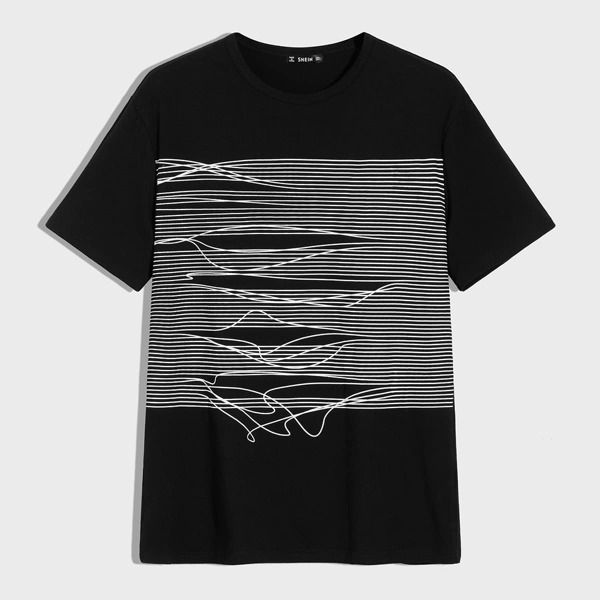 

Men Short Sleeve Striped Top, Black