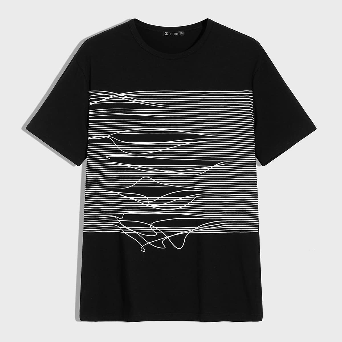 

Guys Short Sleeve Striped Top, Black