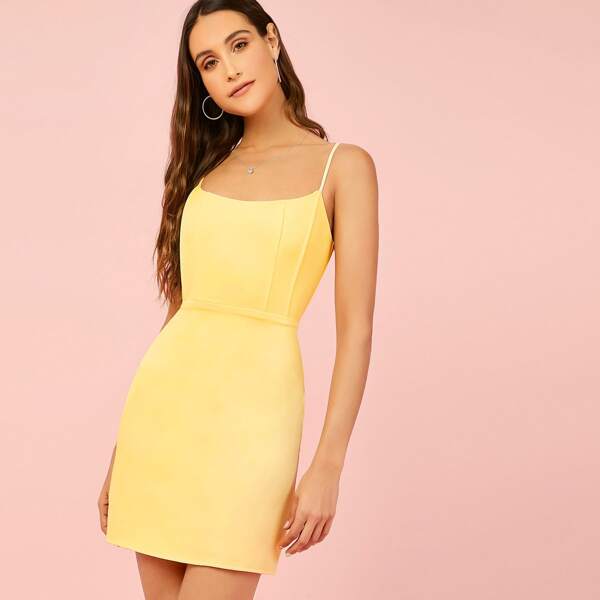 

Boned Bodice Sleeveless Mini Dress, Yellow