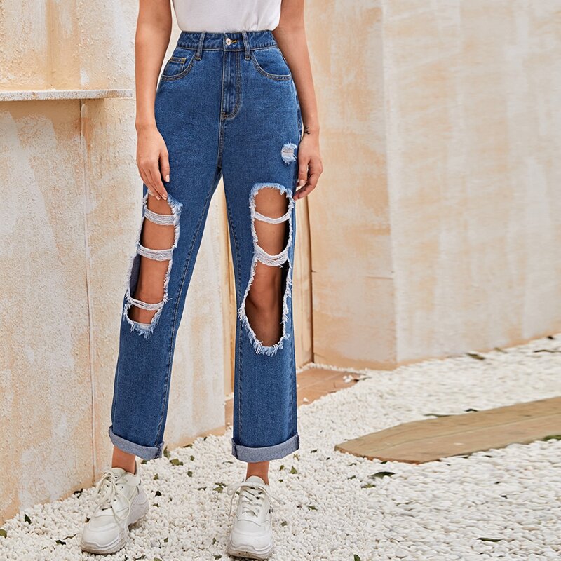 

Cut-out Boyfriend Jeans, Blue