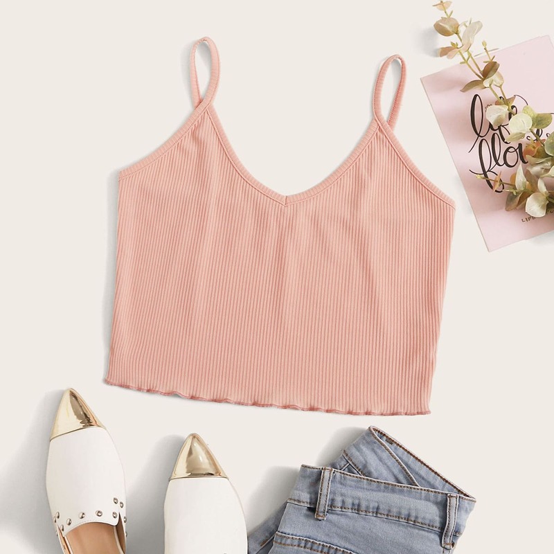 

Lettuce Trim Pink Crop Tee, Coral pink