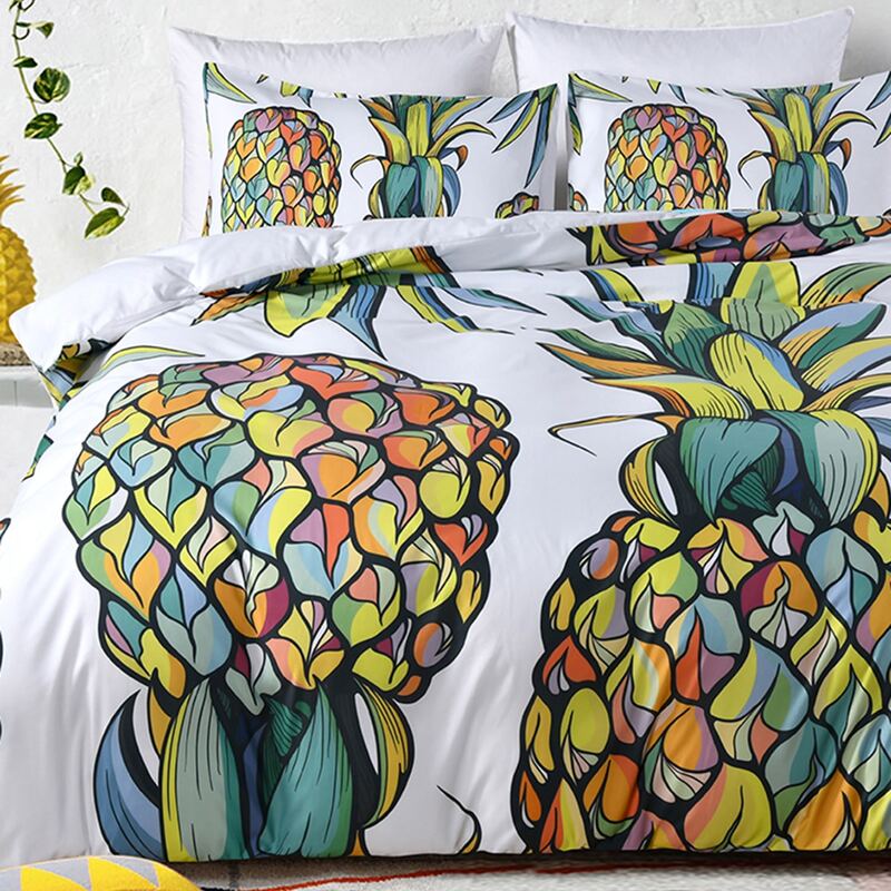 

Pineapple Print Bedding Set Without Filler, Multicolor